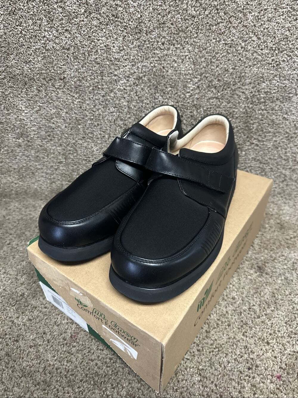 Mt.Emey 718-4E Dual Depth Leather / Lycro /HD Black Casual Orthotic Shoe Size 12